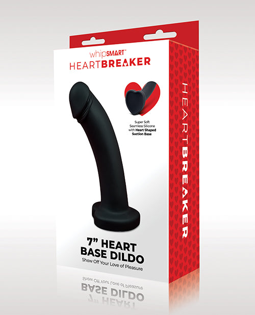 WhipSmart Dildo Heart-Shaped Base Smooth Silicone Black Red for Harness and Solo Pleasure