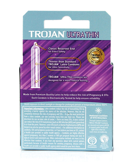 Trojan Ultra Thin Lubricated Condoms – Ultra-Sensitive Latex, 3 Pack