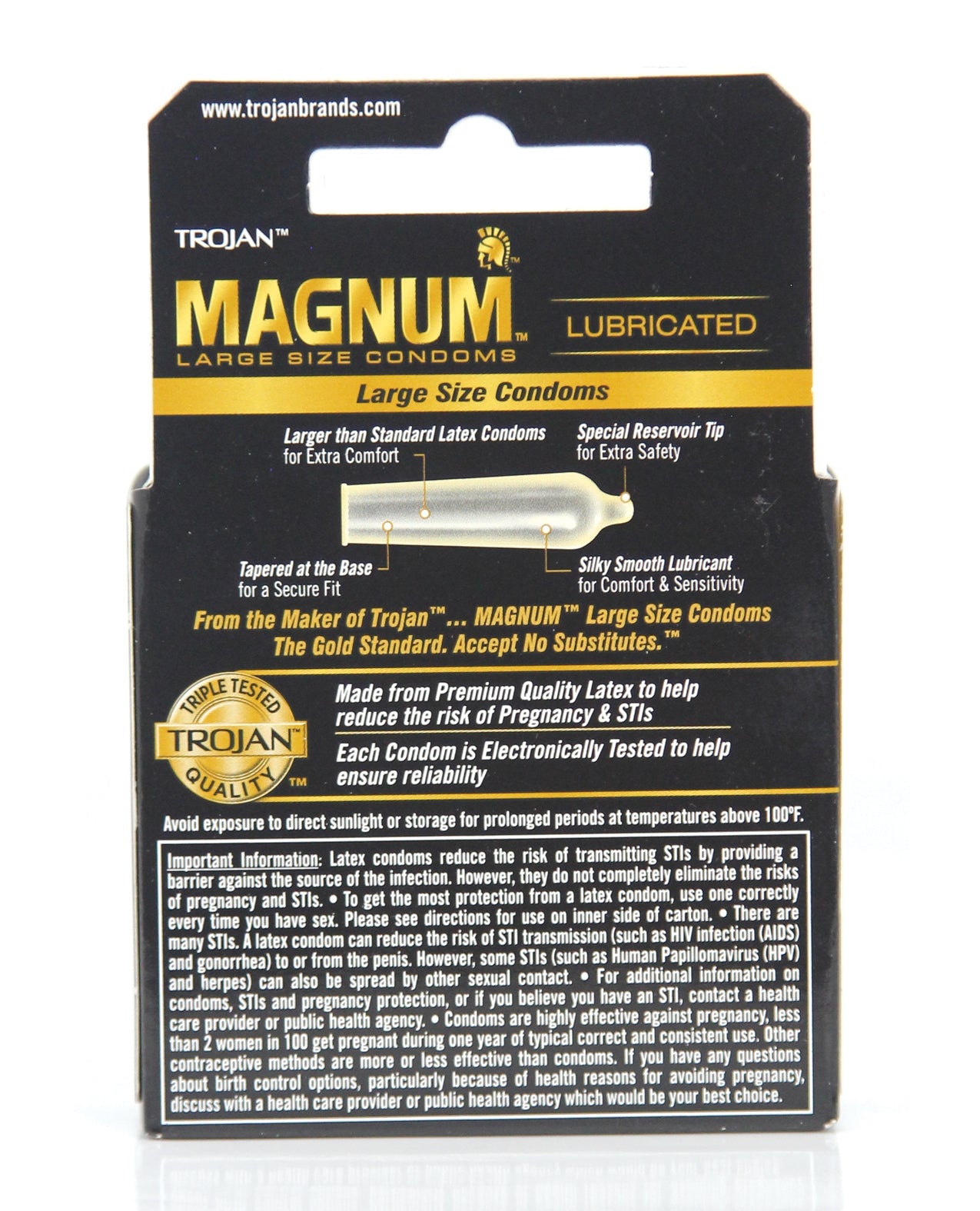 Trojan Magnum Large Size Condoms with Gold Wrapper - 3 Pack