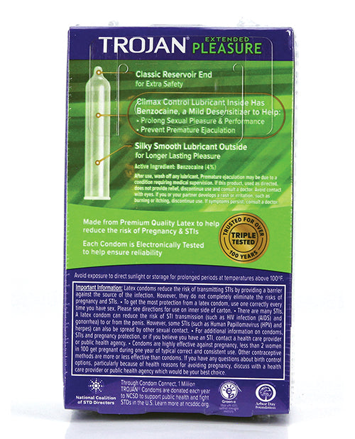 Trojan Extended Climax Control Condoms with Dual Lubrication - 12 Pack