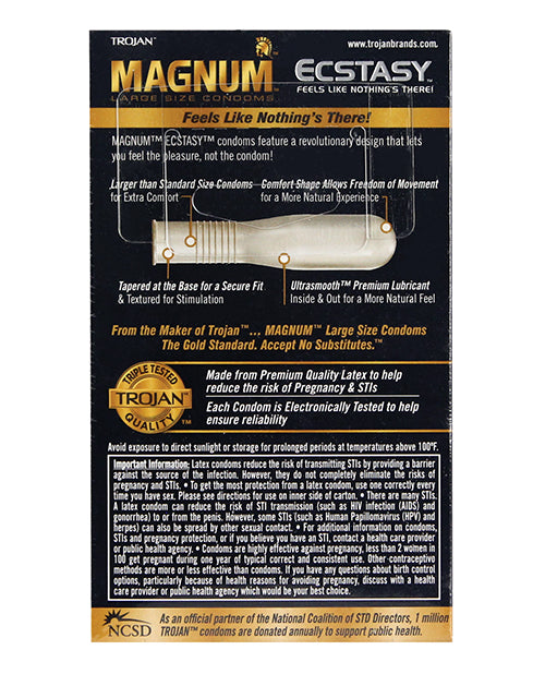 Trojan Magnum Ecstasy Large Size Condoms with UltraSmooth Lubricant - 10 Pack