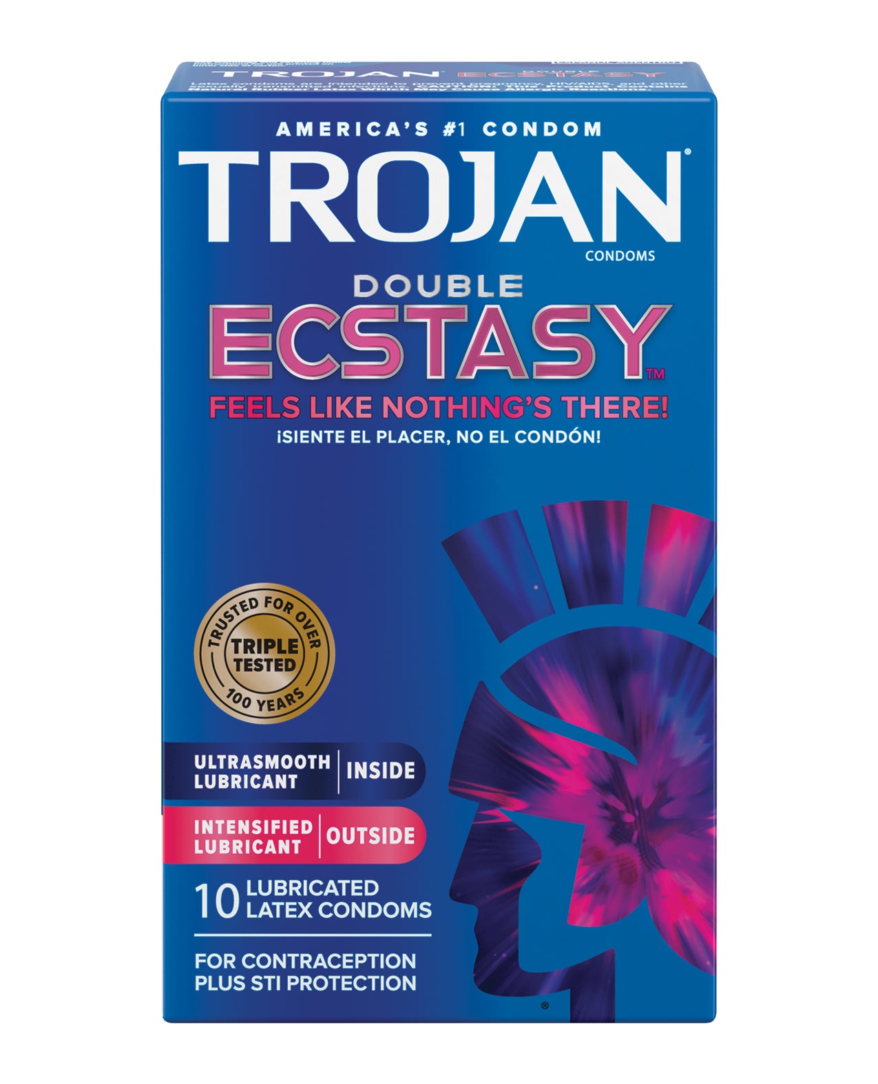 Trojan Condoms Double Ecstasy Dual Lubrication Deep Ribbed Design for Enhanced Pleasure and Comfort