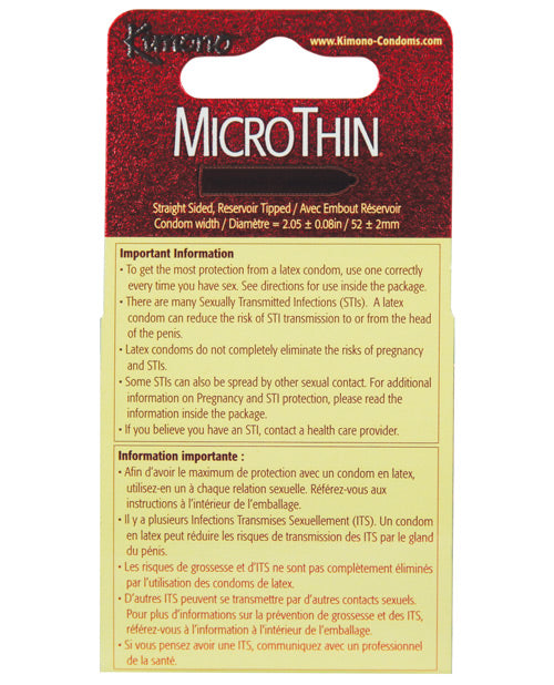 Kimono Micro Thin Condoms - Ultra-Thin Premium Latex - 3 Pack