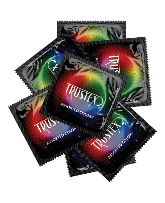 Trustex colored condoms bulk pack assorted latex condoms for safe intimacy and educational use