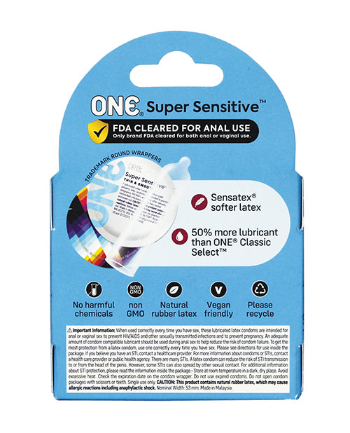One Super Sensitive Condoms with Extra Lubrication - Box of 3