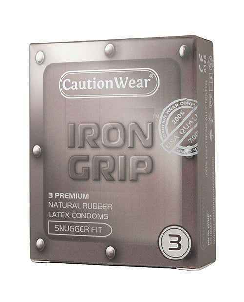 Caution Wear Iron Grip Snug Fit Condoms - Pack of 3 Secure Snug-Fitting Protection