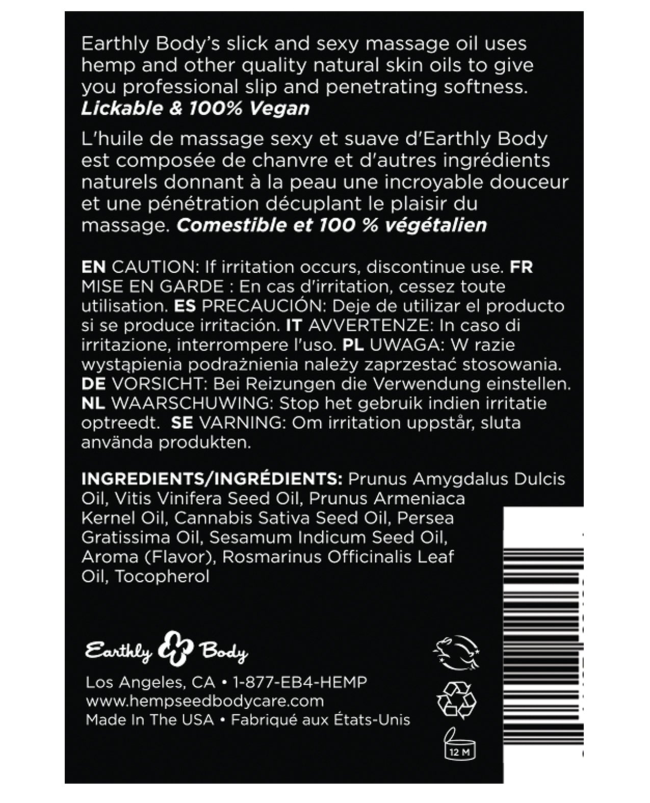 Mango Flavored Edible Massage Oil with Natural Skin Oils – 2 oz