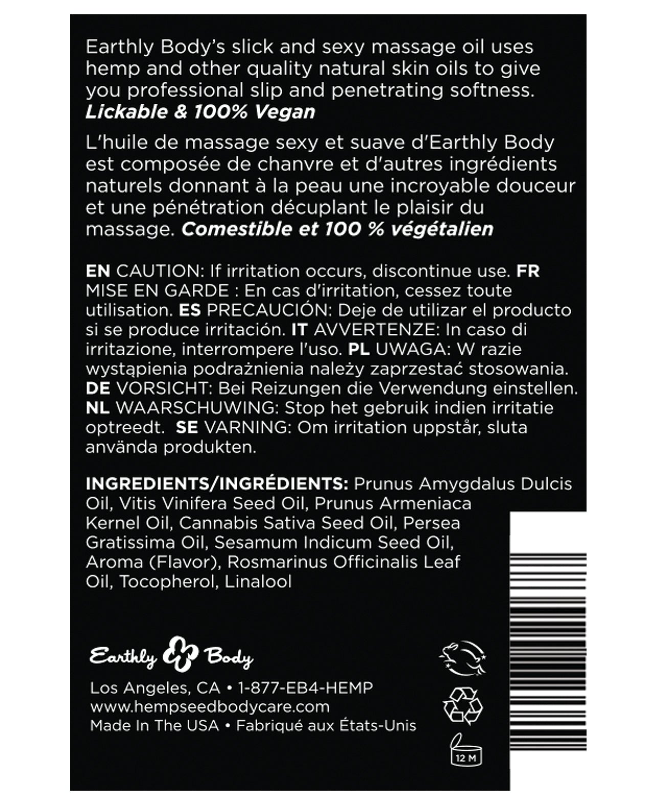 Earthly Body Banana Flavored Edible Massage Oil - 2 oz, Natural Sensual Massage Product