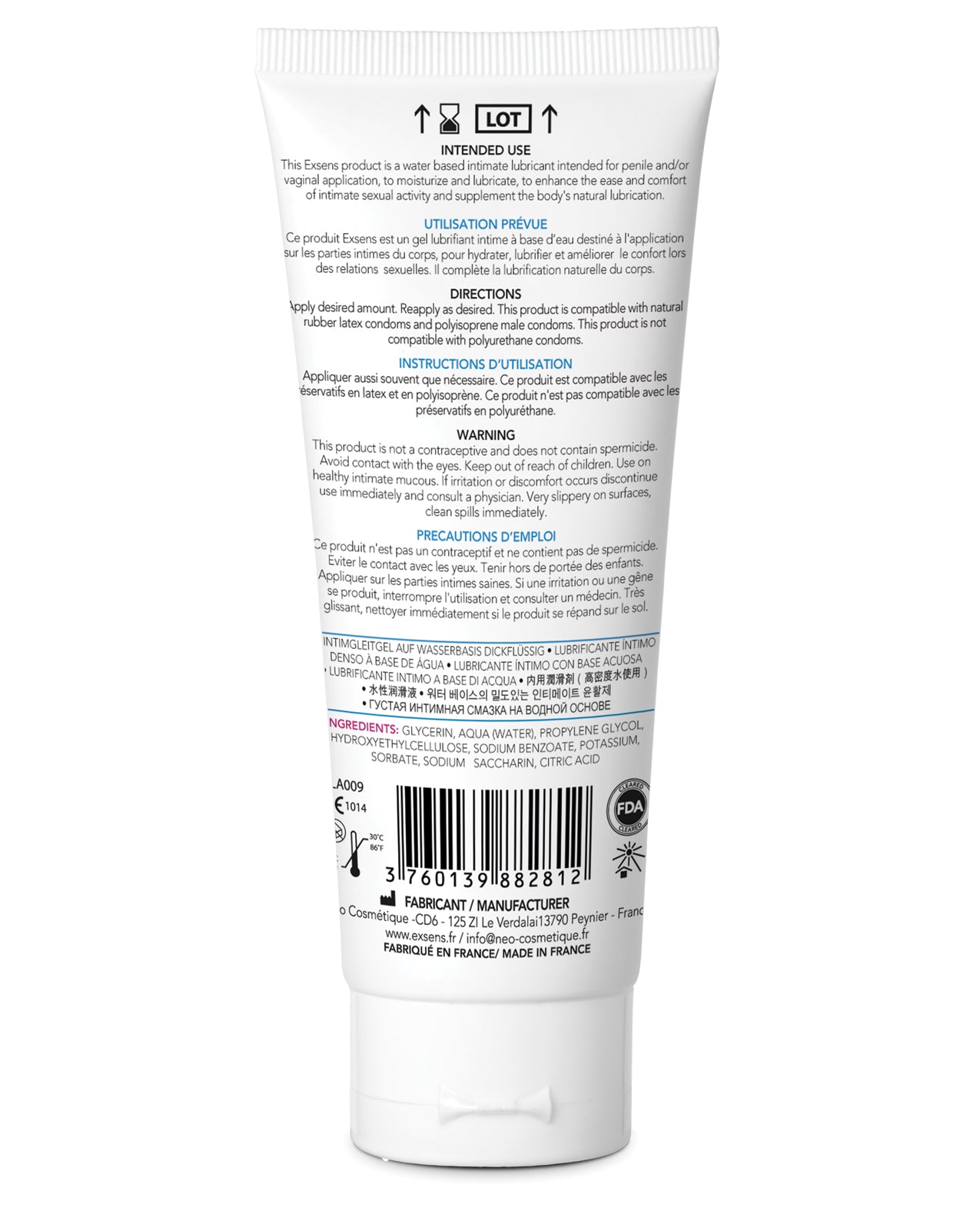 EXSENS of Paris Pure Aqua Water-Based Personal Lubricant