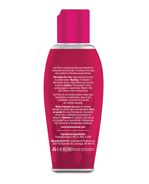 Hot Pink Warming Water-Based Lubricant 2.8 oz Bottle