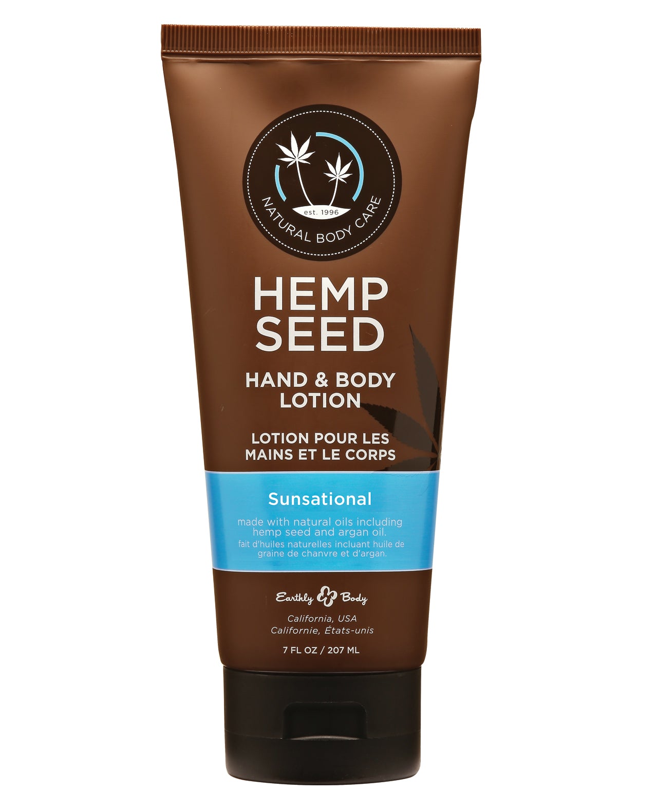 Earthly Body Hand & Body Lotion Sunsational Scent hemp seed oil quick-absorbing formula for moisturizing dry skin