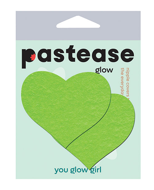 Pastease Lingerie Packaged Glow in the Dark Green Heart Pasties for Unique Festival or Party Looks