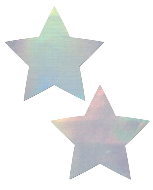 Pastease Premium Silver Hologram Star Nipple Pasties - One Size