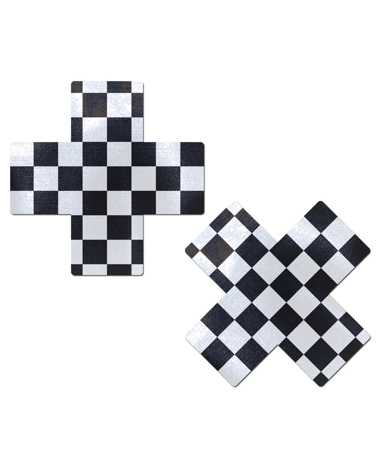 Pastease Premium Checker Cross Pasties – Black/White Adhesive Nipple Covers
