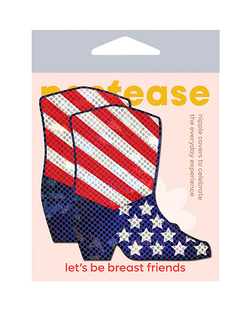 Pastease Nipple Pasties Sparkling Stars USA Cowboy Boot Design with Latex-Free Adhesive for Festival and Party Wear