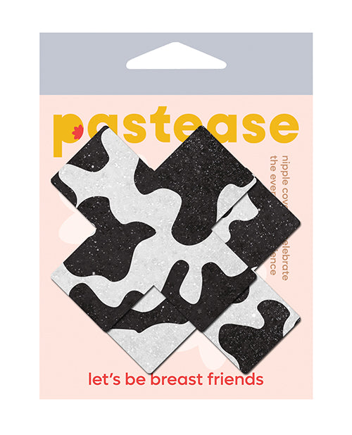 Pastease Lingerie - Packaged Cow Print Cross Pasties Waterproof Medical-Grade Adhesive for Costume or Lingerie Wear