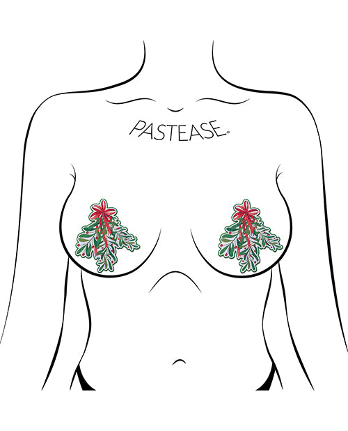 Pastease Premium Holiday Mistletoe Nipple Pasties in Green and Red