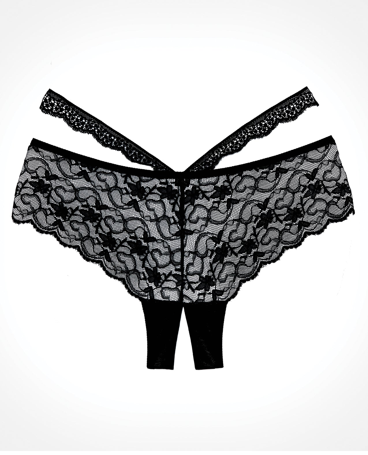 Heartbreaker Black Sheer Lace Panty with Strappy Waist Detail