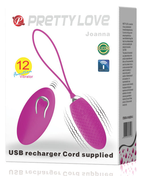 Pretty Love Egg Vibrator Fuchsia 12 Vibration Settings Remote Control for Couples and Solo Stimulation