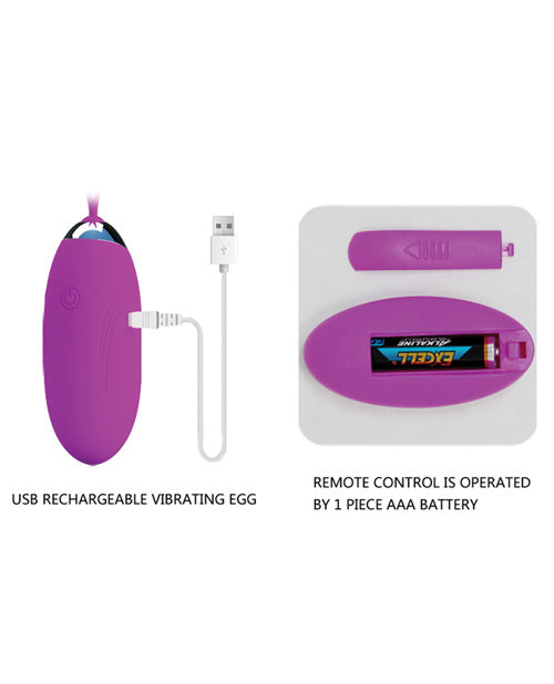 Pretty Love Jenny Fuchsia Remote Control Egg Vibrator for Couples