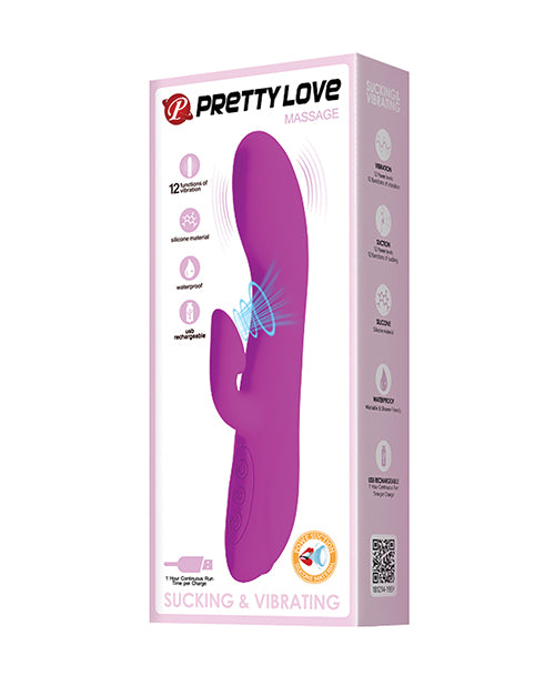 Pretty Love Vibrator Silicone Suction Rabbit 12 Functions for Intense Clitoral and G-Spot Stimulation
