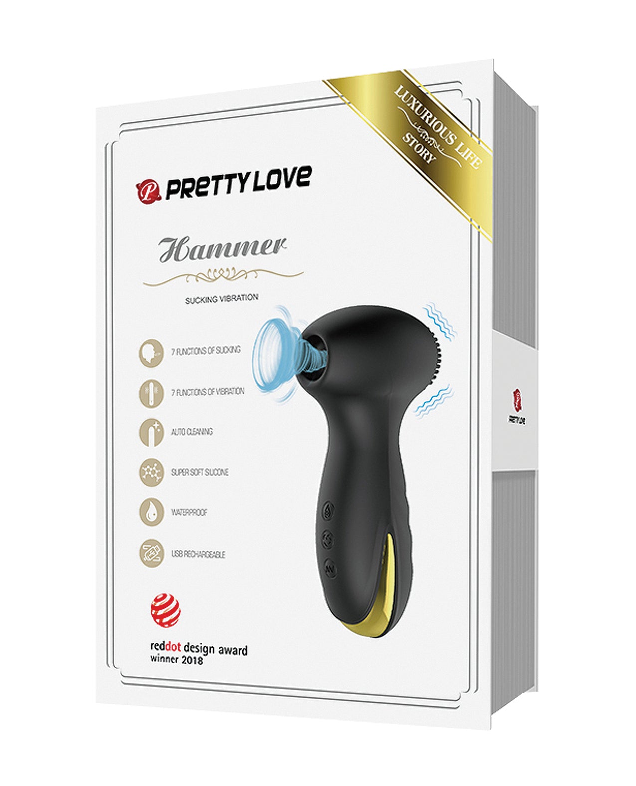 Pretty Love Vibrator Black & Gold Sucking Function with 7 Vibration Modes for Versatile Intimate Pleasure
