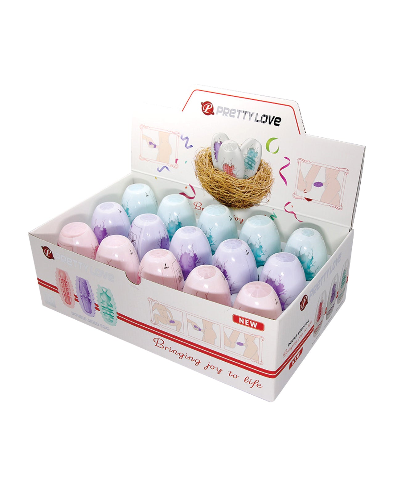 Pretty Love Double-Sided Stroker Egg - Display of 15