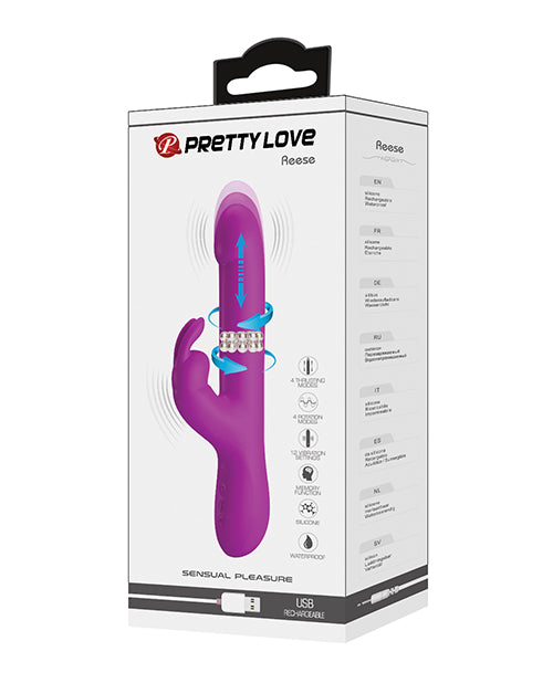 Pretty Love Rabbit Vibrator Silicone Multi-Speed Thrusting Rotating for Dual Stimulation