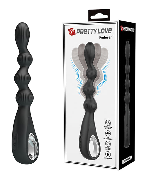Pretty Love Anal Probe Silicone Rechargeable Flexible Beaded Vibrator with 12 Vibration Modes for Powerful Anal Stimulation