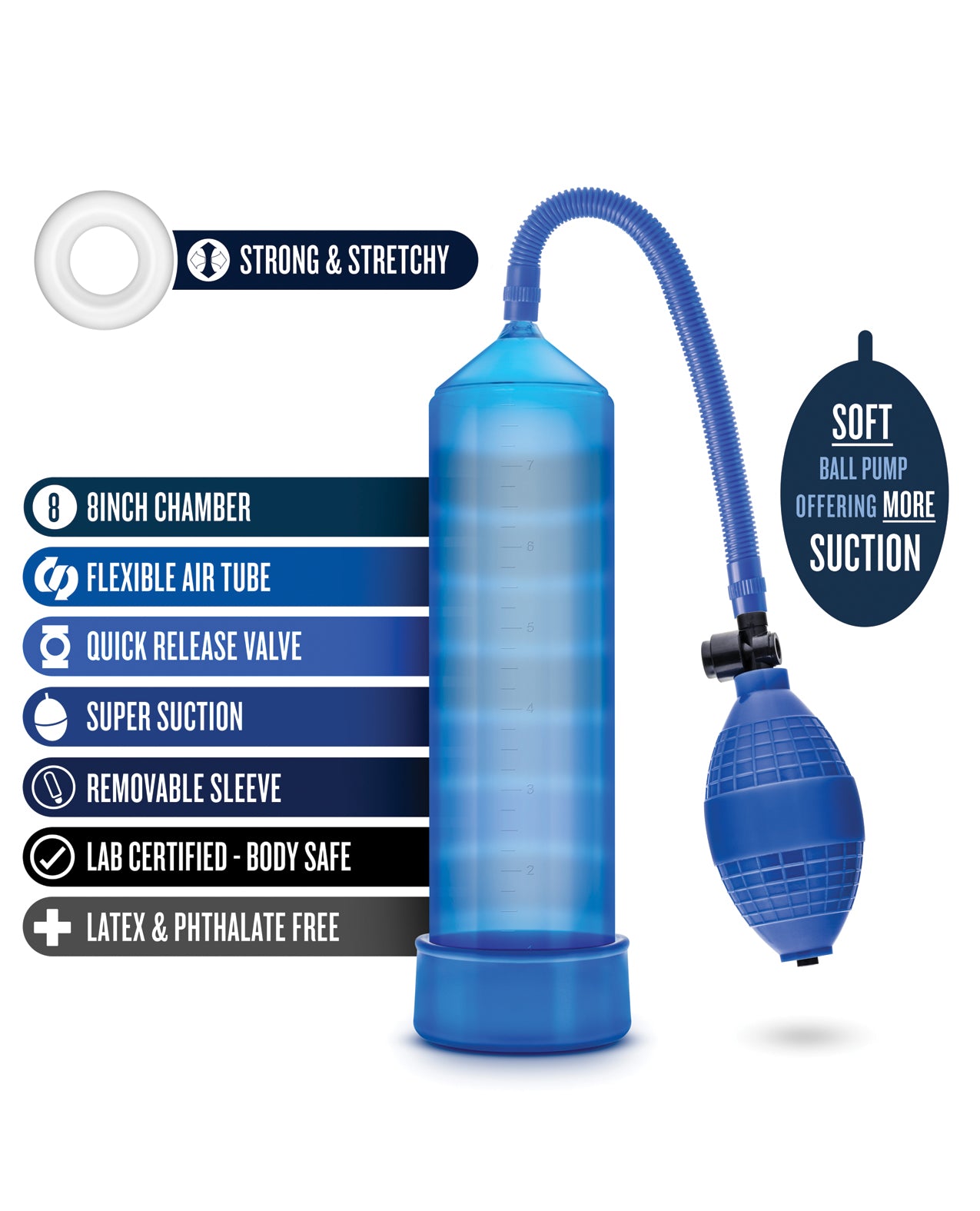 Performance VX101 Male Enhancement Pump with Medical Grade Ball Pump - Blue