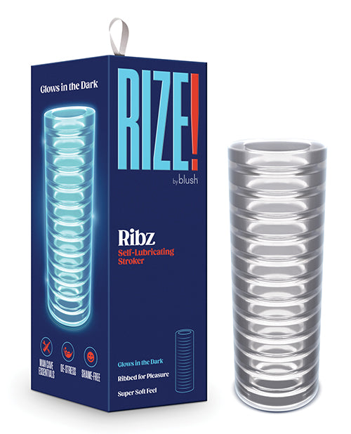 Rize Male Stroker Clear Ribbed Texture Glow-in-the-Dark for Enhanced Pleasure
