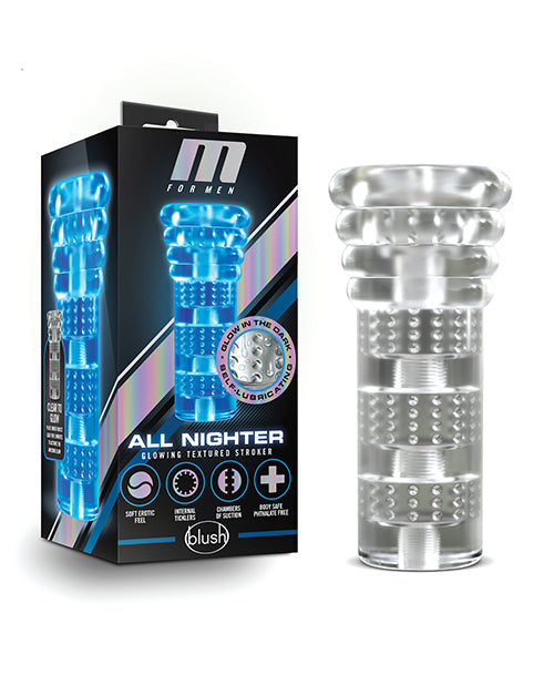 M for Men Masturbator Self-Lubricating Glow-in-the-Dark Ribbed Sleeve for Enhanced Sensation