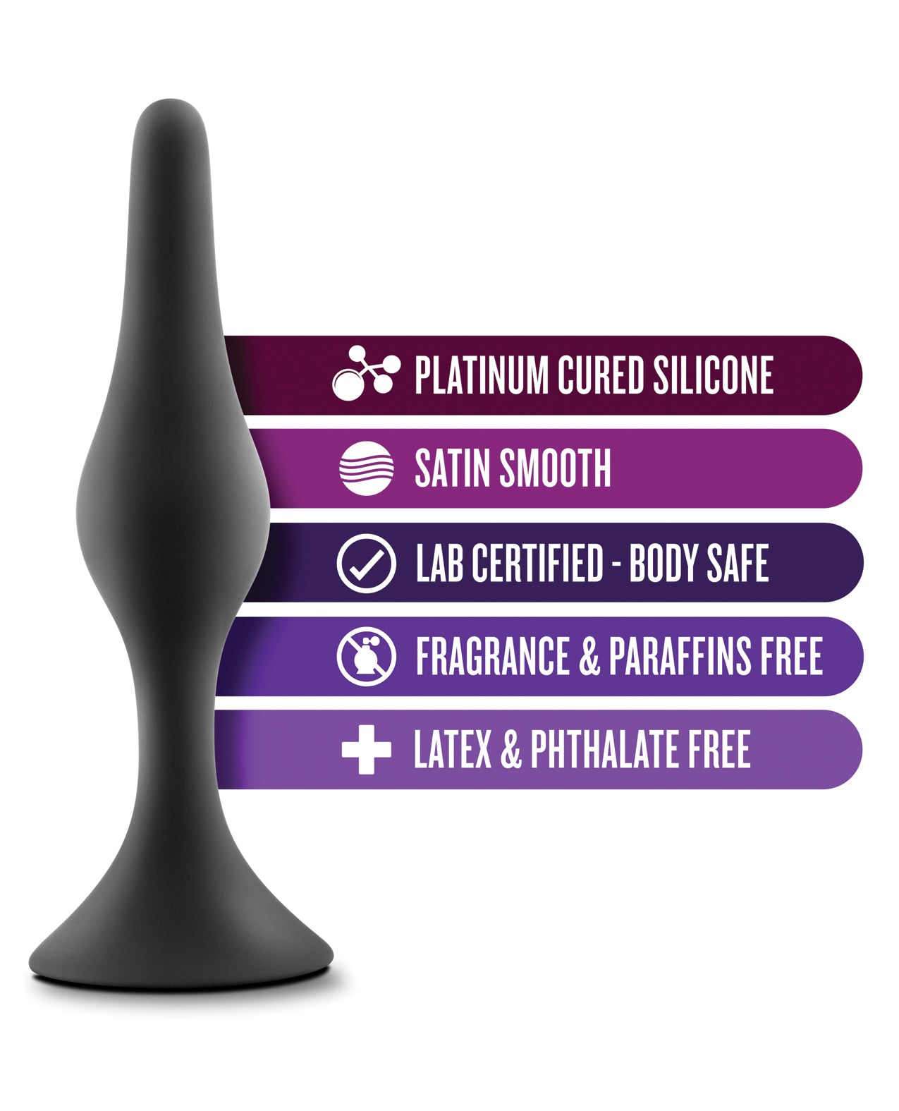 Blush Luxe Small Beginner Butt Plug – Soft Silicone, Beginner-Friendly (Black)