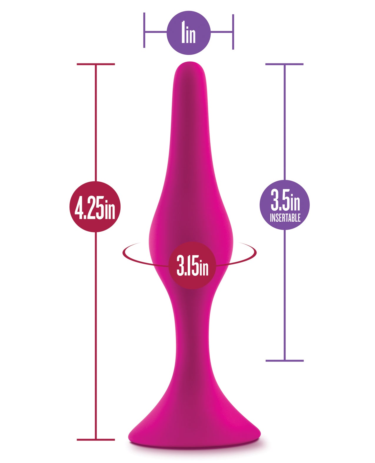 Medium Platinum Silicone Butt Plug with Tapered Tip