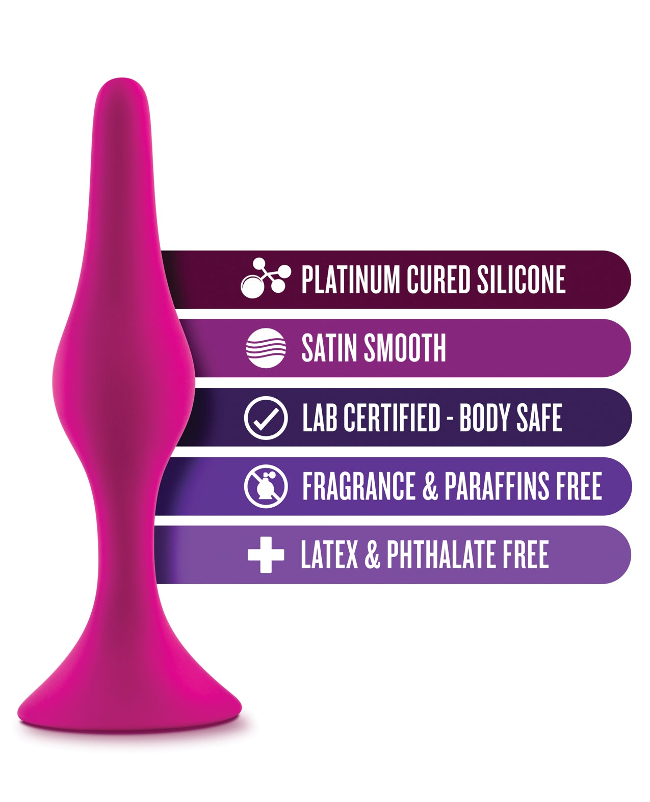 Medium Platinum Silicone Butt Plug with Tapered Tip