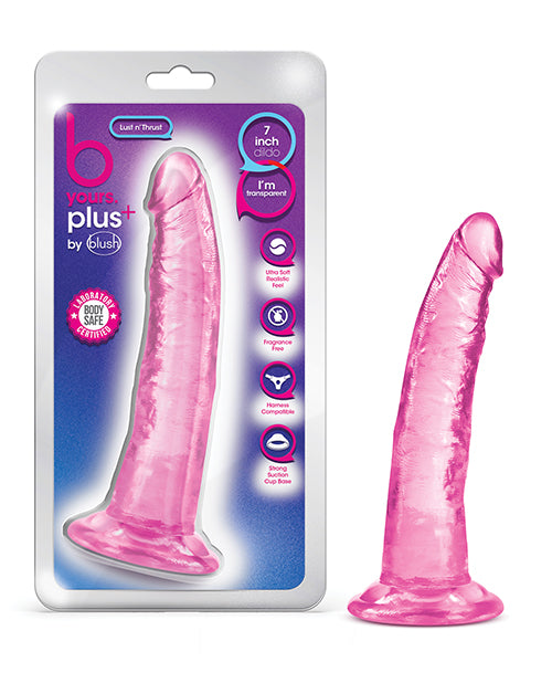 B Yours Plus Dildo Transparent Curved Suction Cup Realistic Design for G-spot or P-spot Stimulation