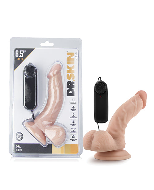 Dr. Skin Dildo Vibrating Curved Design with Suction Cup for G-spot or Prostate Stimulation