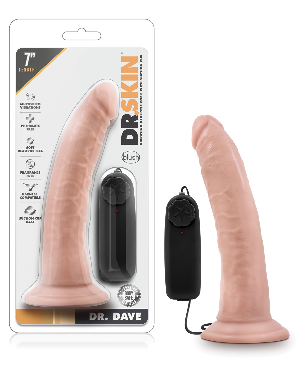 Dr. Skin Vibrating Dildo with Lifelike Texture and Suction Cup Base for Realistic, Hands-Free Stimulation