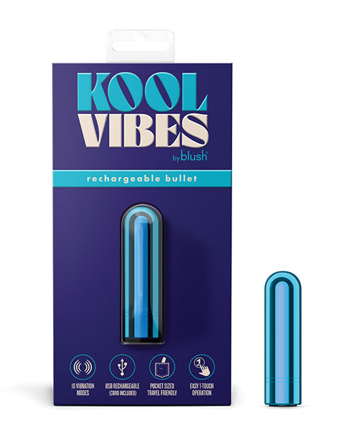 Kool Vibes Mini Bullet Vibrator in Blueberry with 10 Vibration Modes and USB Charging for Clitoral Stimulation