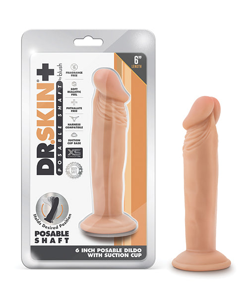 Dr. Skin Dildo Poseable Shaft Triple Density Sensa Feel Vanilla for Realistic Stimulation and Comfort