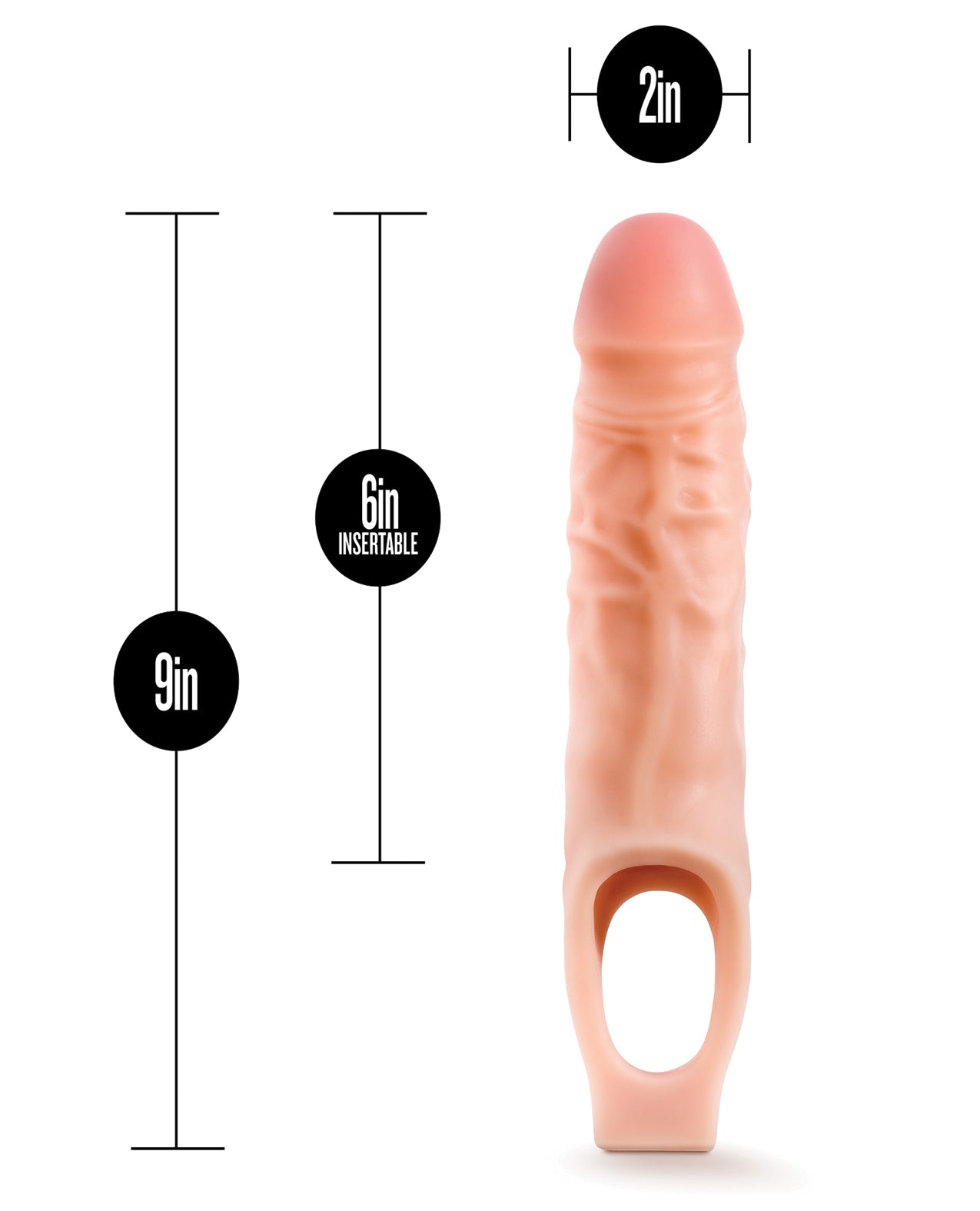 Performance Plus 9 Inch Silicone Penis Extender with Realistic Sheath