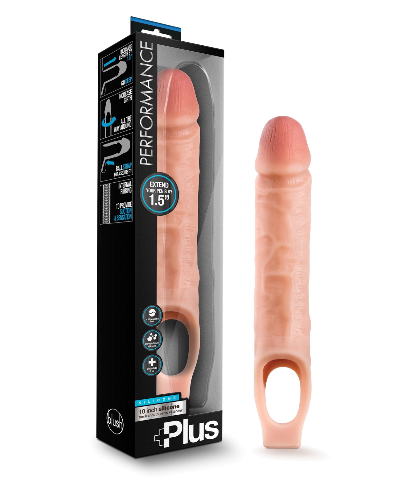 Performance Plus Penis Extender Realistic Silicone Texture Ball Strap for Enhanced Length and Comfort