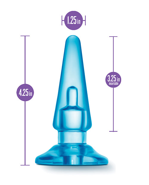Blue Silicone Anal Plug with Tapered Tip and Vibe Compatibility