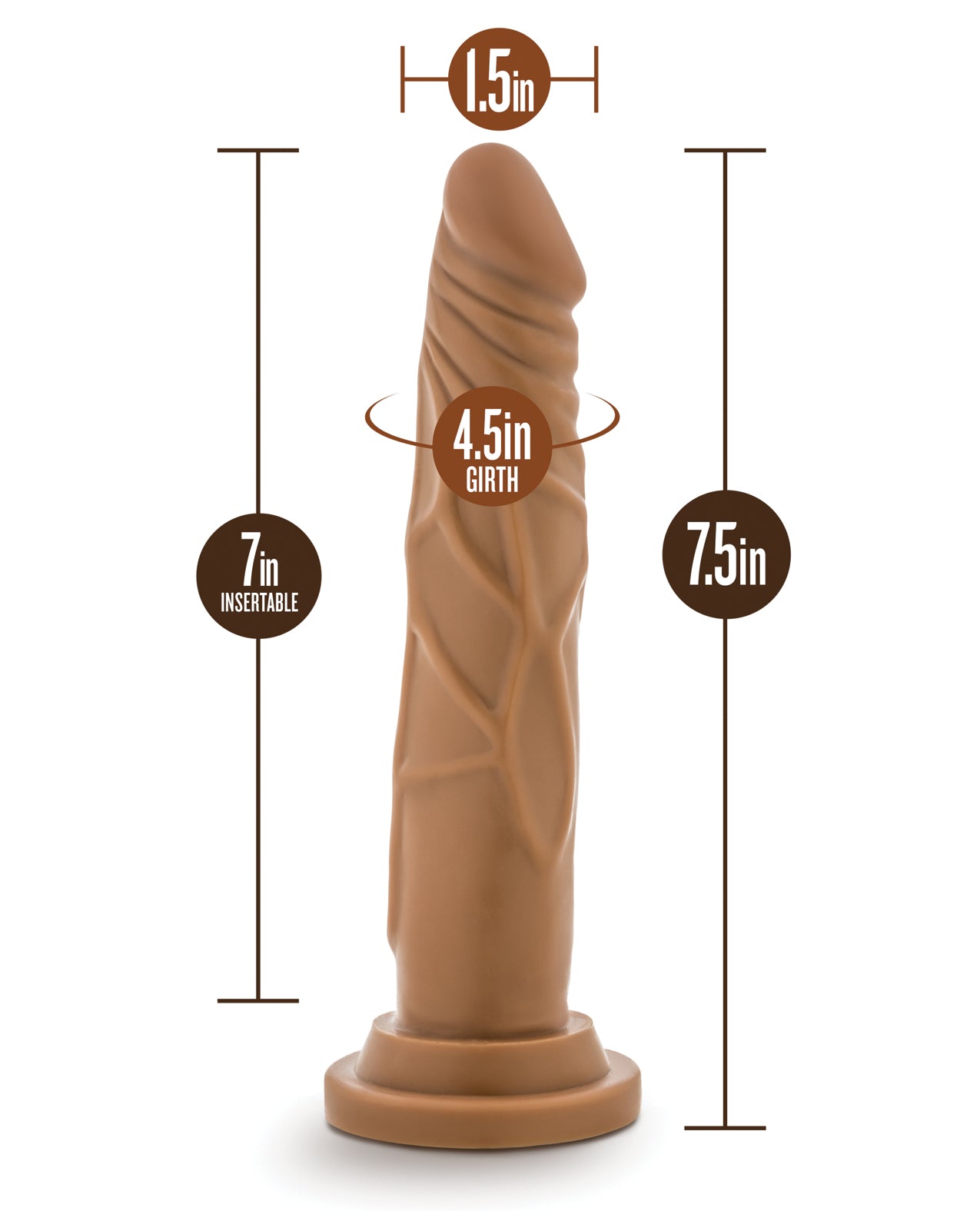 Dr. Skin Realistic Dildo 7.5" Mocha with Suction Cup Base