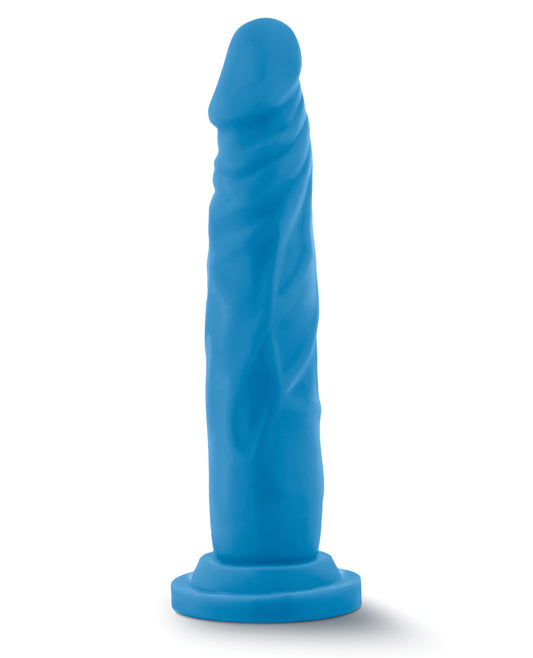 Blush Neo Neon Blue Dual Density 7.5" Realistic Dildo with Suction Base