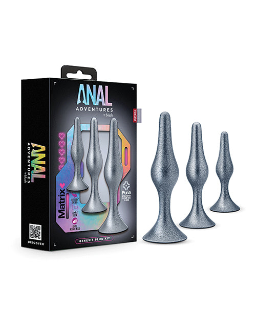 Anal Adventures Anal Plug Kit Platinum-Cured Silicone Suction Base Graduated Sizes for Comfortable Anal Training