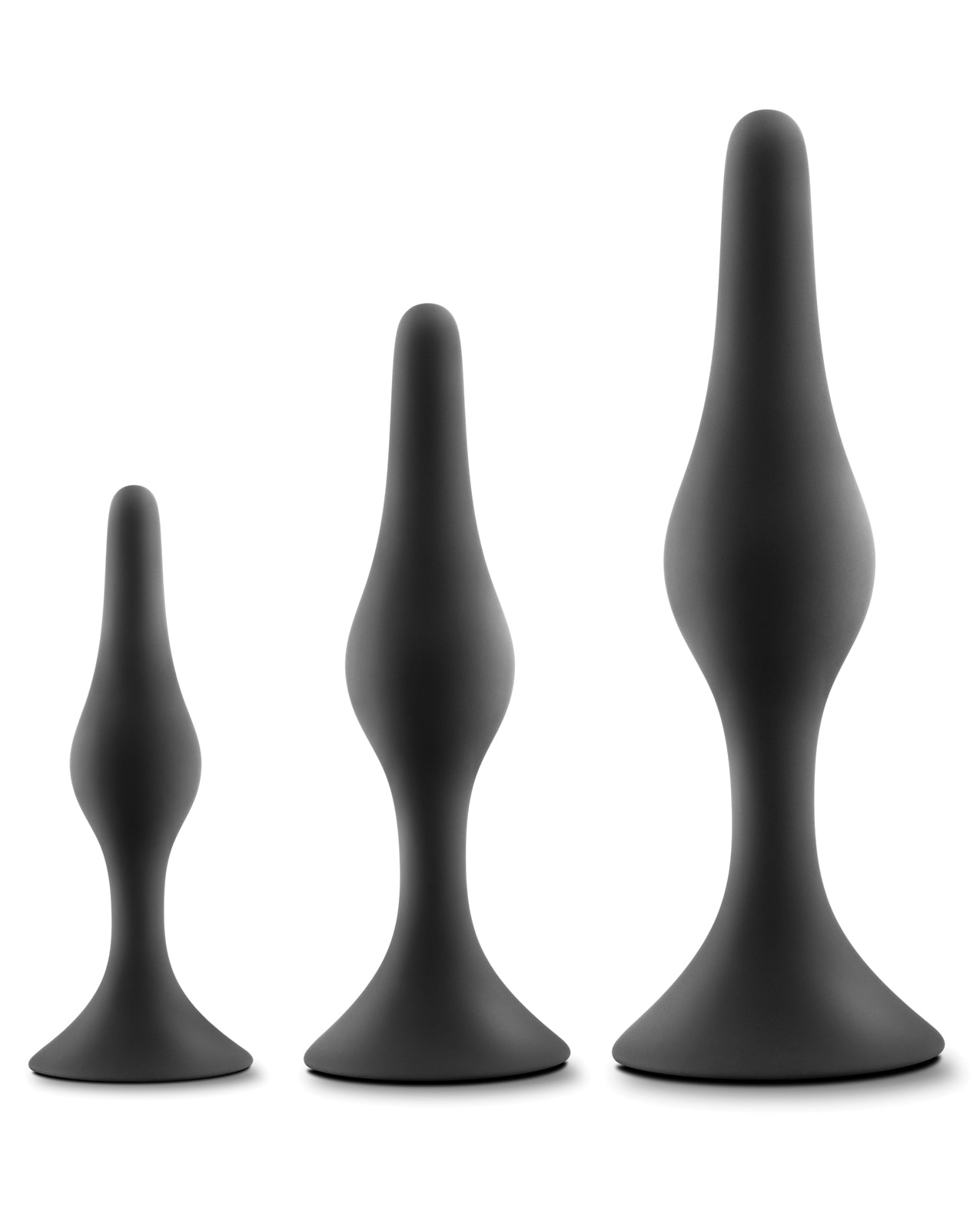 Blush Luxe Beginner Butt Plug Kit – 3 Silicone Plugs (Small/Medium/Large) in Black