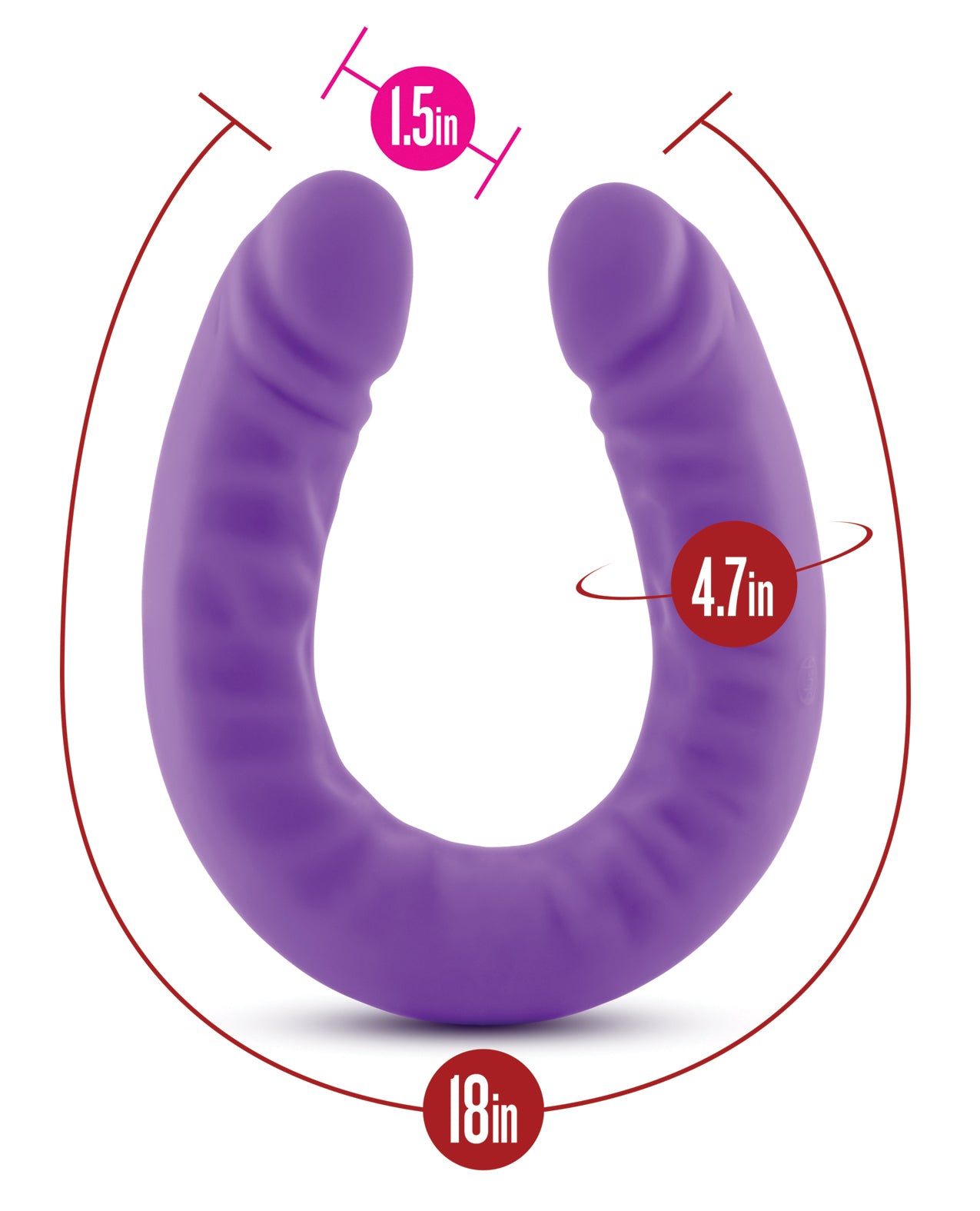 Blush Ruse 18" Slim Double Dong in Purple Silicone with Curved Design
