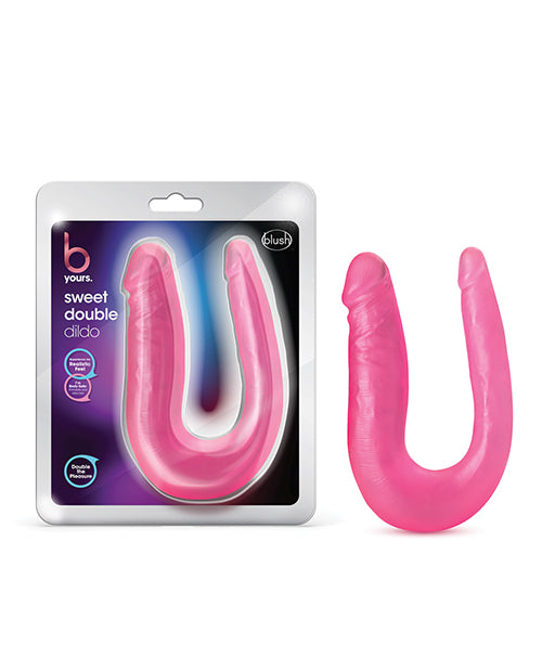 B Yours Double Dildo Soft Pink U-Shaped Handle Realistic Detailing for Versatile Pleasure