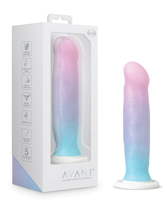Avant Silicone Dildo Artistic Pink Blue Hand-Sculpted Design with Suction Cup for Versatile Pleasure